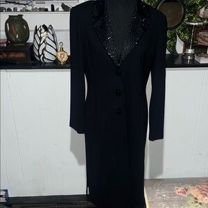 Jessica Howard Elegant Black Blazer with Sequin Collar